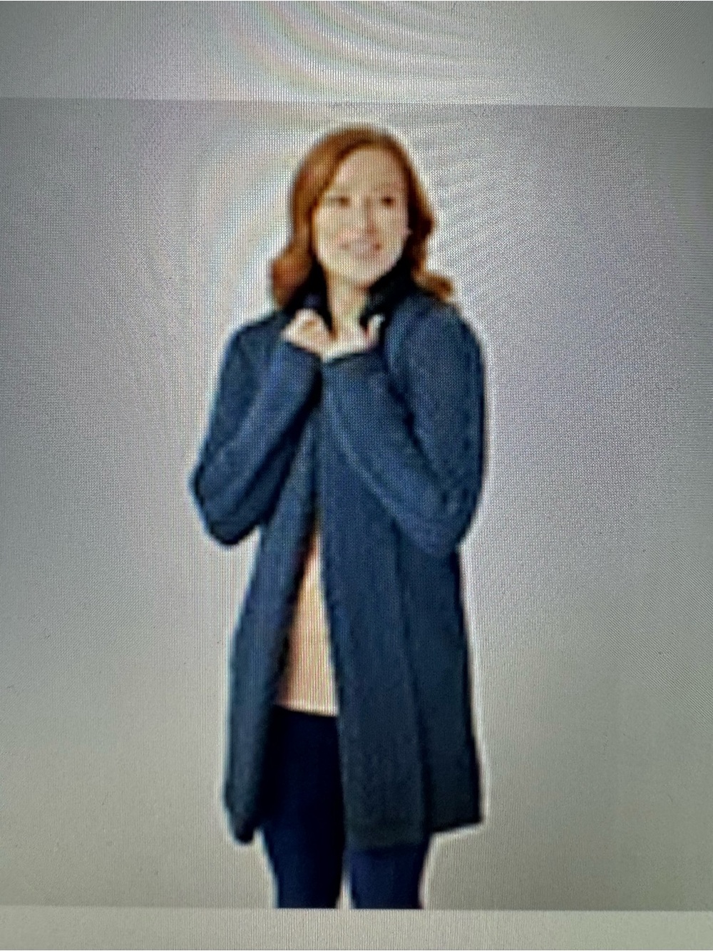 Women's Bermuda Blue Open-Front Long Knit Sweater Large (12-16)